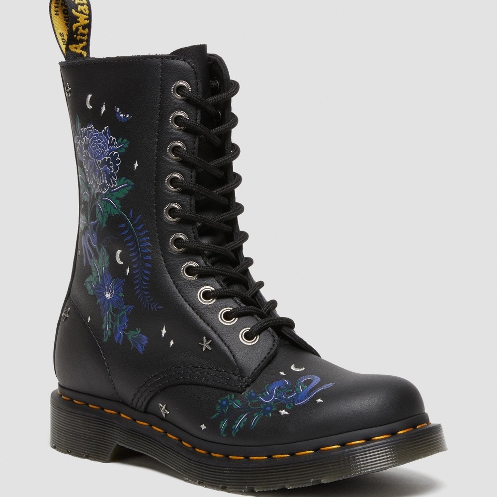 Dr. Martens Women's 1490 Floral Mystic Garden Vonda Style Black Boots US 7